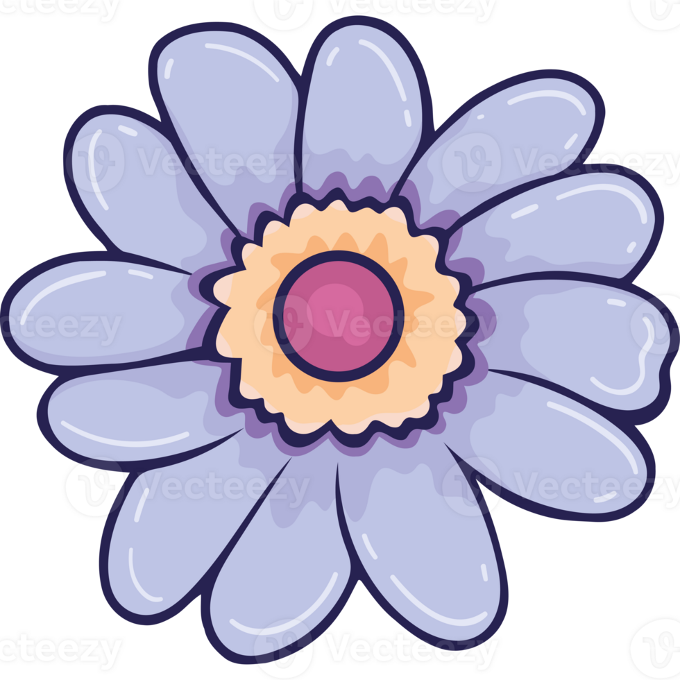 A purple flower with a pink center png