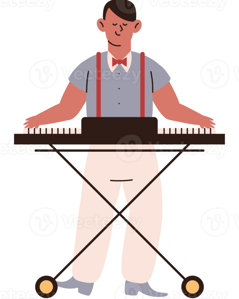 A man playing the keyboard on a piano png