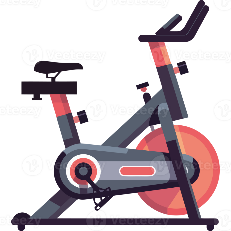 An exercise bike with a red wheel png