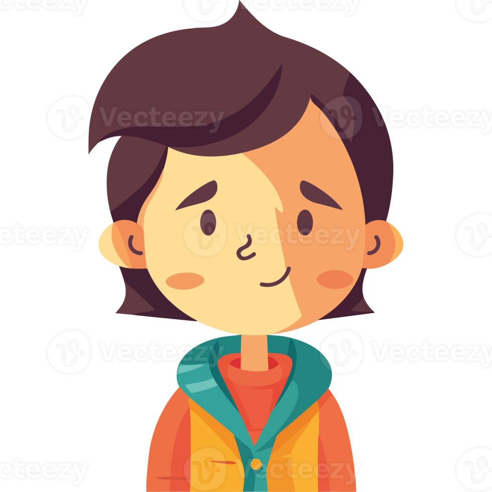 A cartoon boy with brown hair and a green jacket png