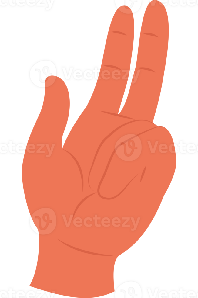 A hand with two fingers up in the air png