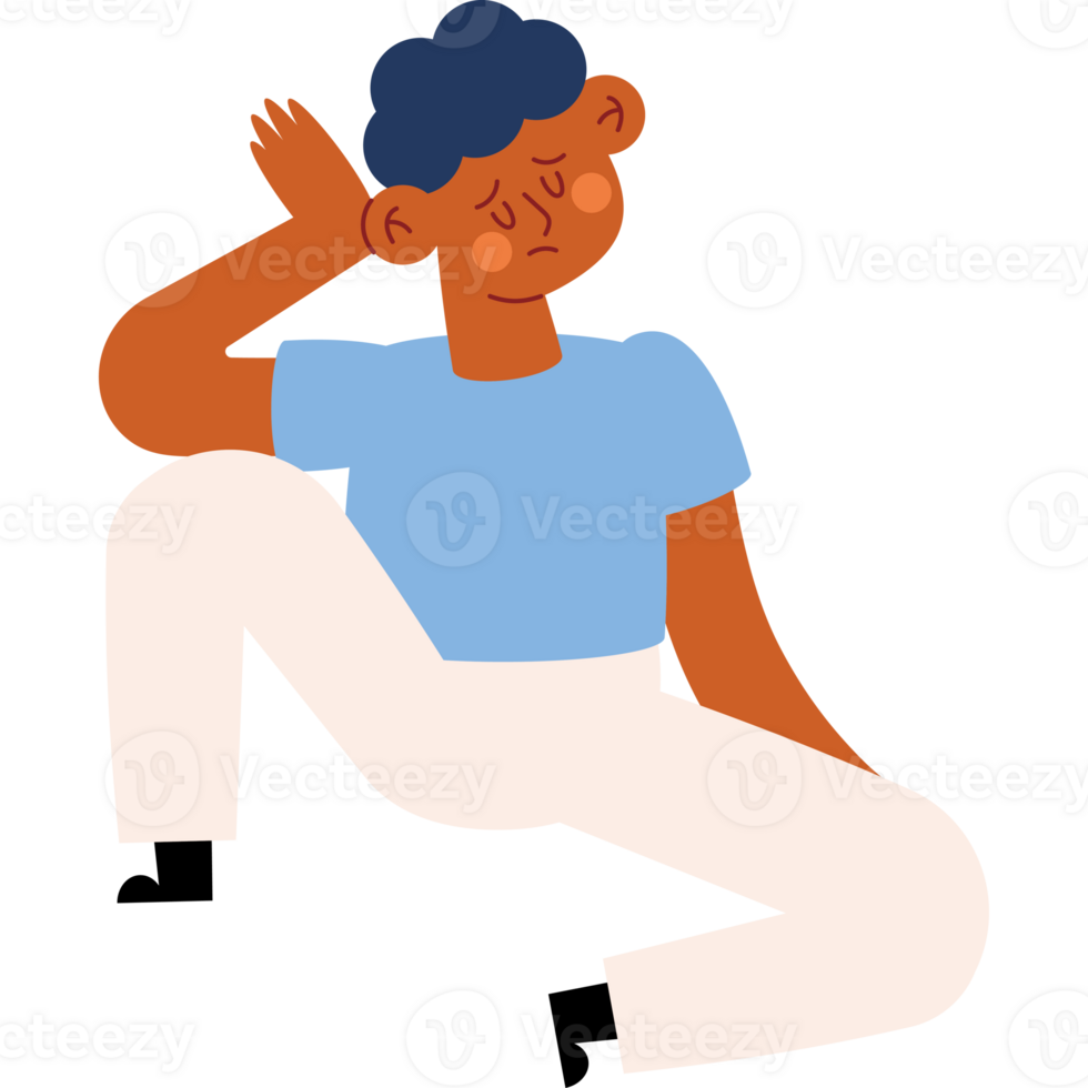 An illustration of a man sitting on the floor png