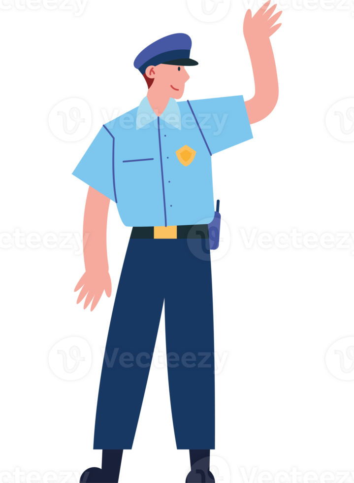 A cartoon police officer waving his hand png