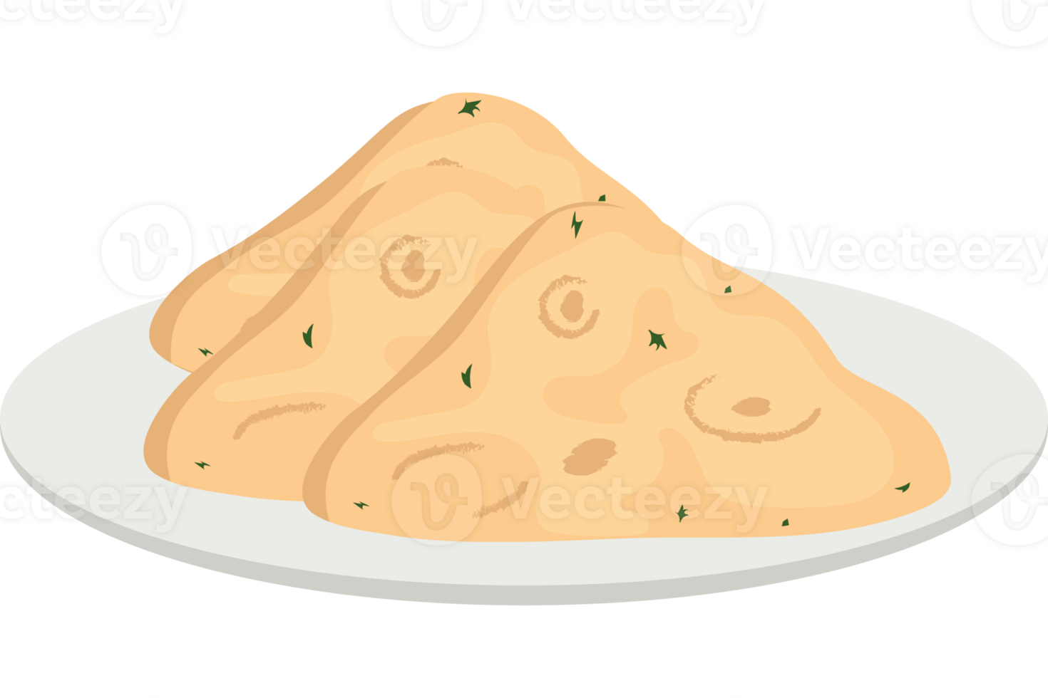 A plate of food with three pieces of bread png