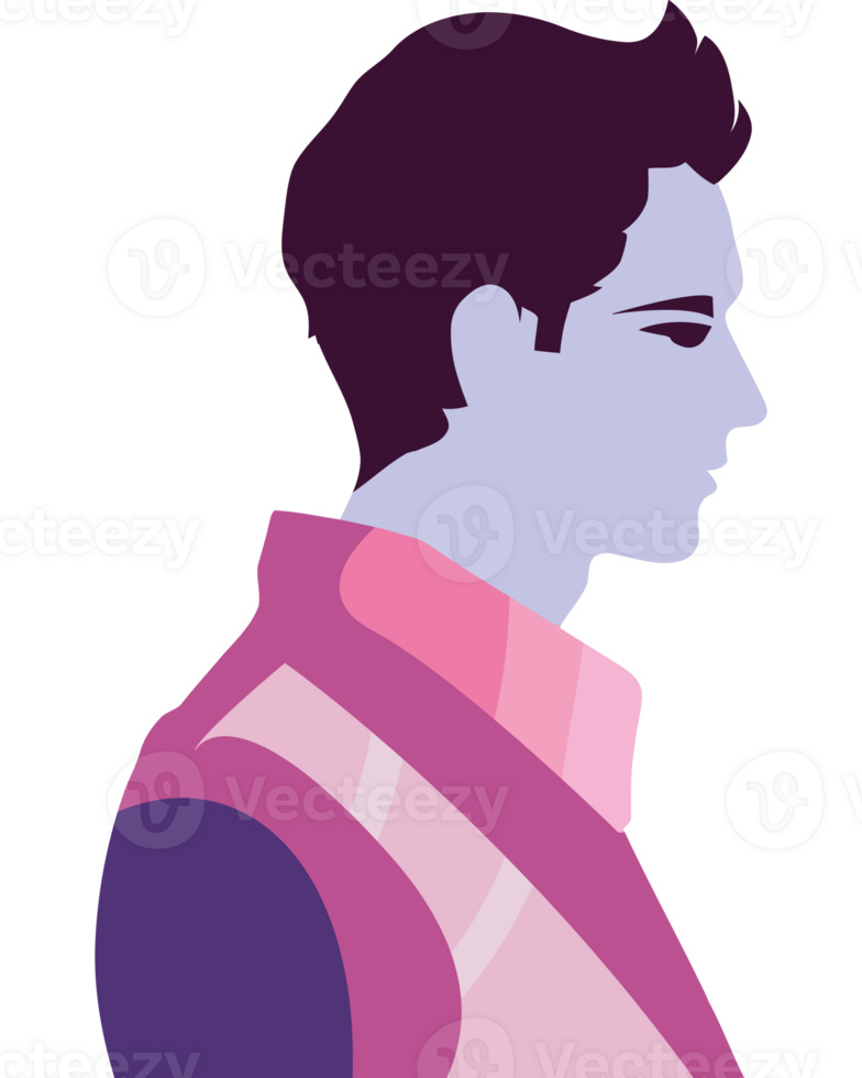A man in a purple and pink jacket png