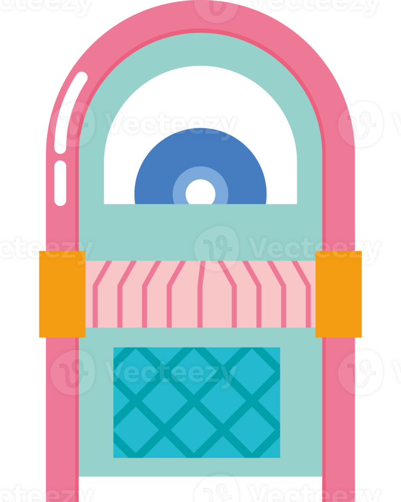 A jukebox with a blue eye and a pink face png