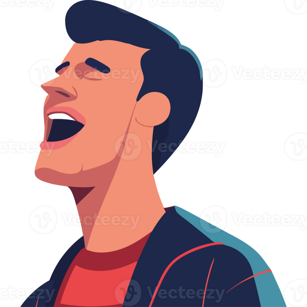 A man is singing in a cartoon style png