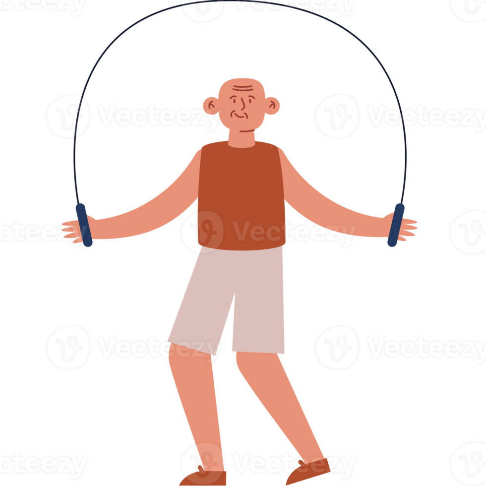 An illustration of a man with a skipping rope png