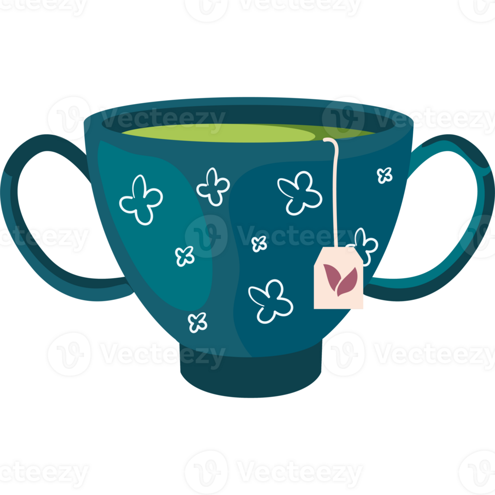 A cup with tea and a tea bag png