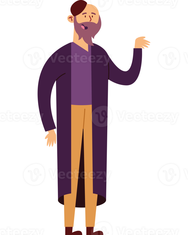 A man in a purple coat and pants png