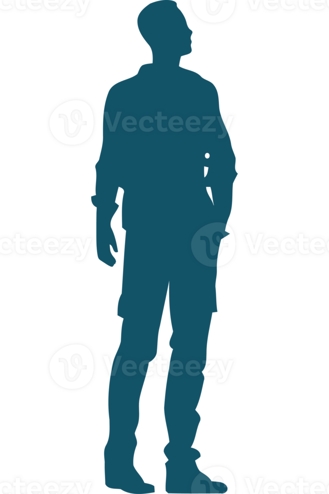 A silhouette of a man standing in a suit png