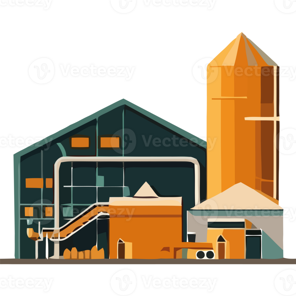 An illustration of a factory with a silo png