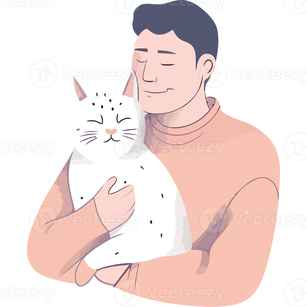 A man holding a cat in his arms png