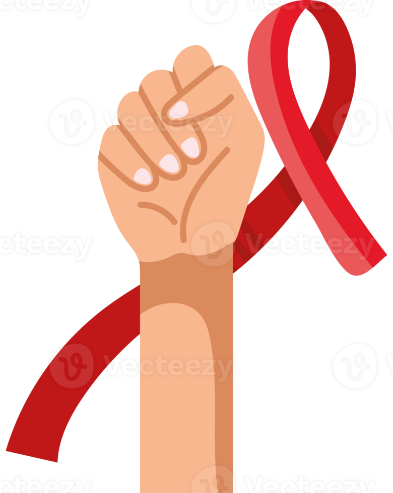 A fist with a red ribbon around it png
