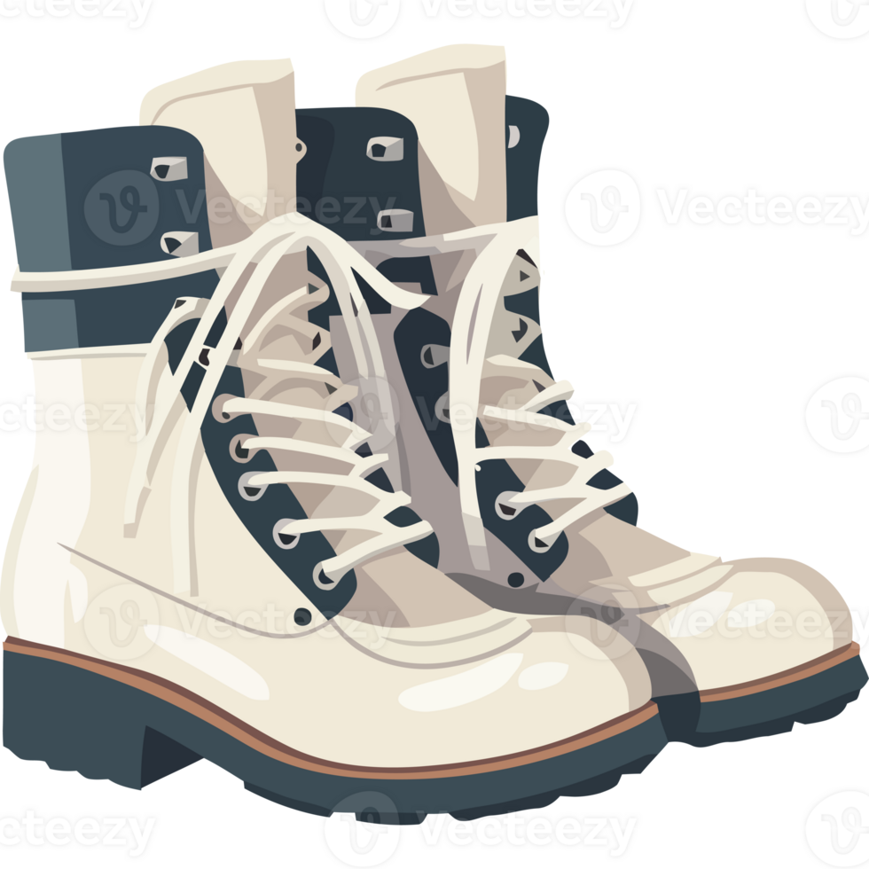 A pair of white boots with laces png