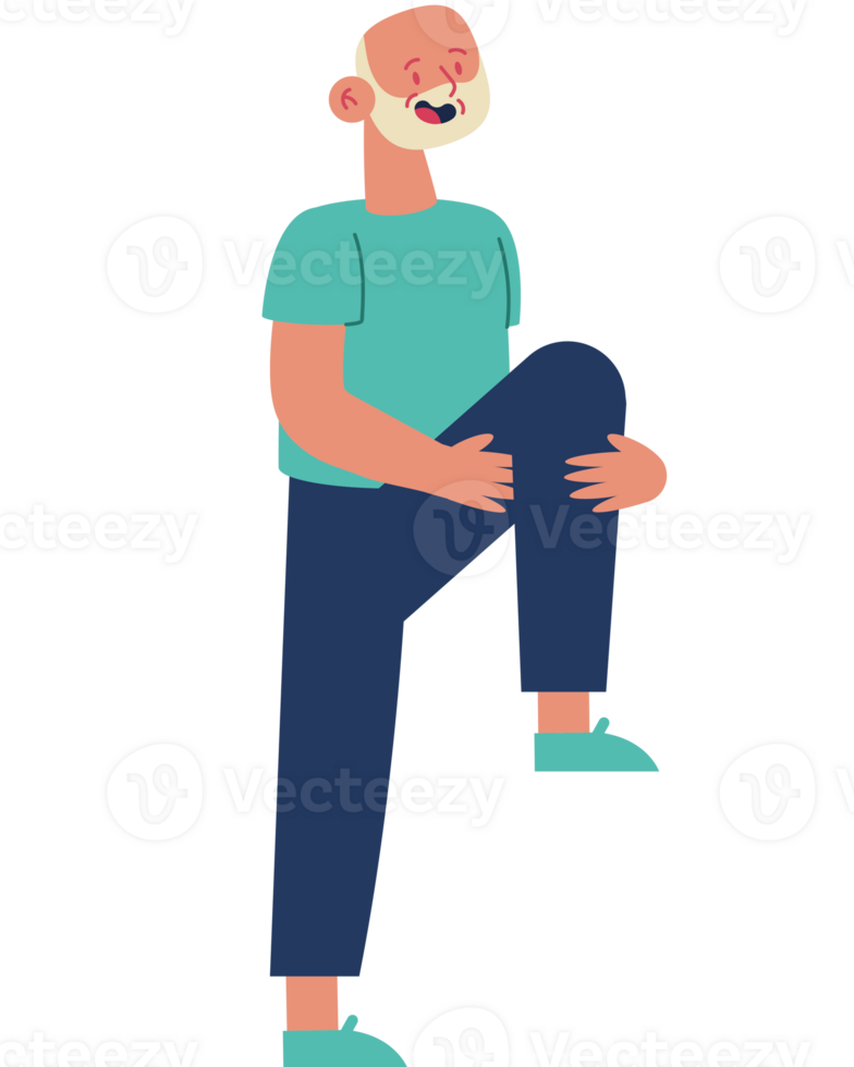An illustration of a man with a knee injury png