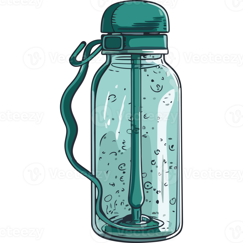 Water bottle with straw and lid png