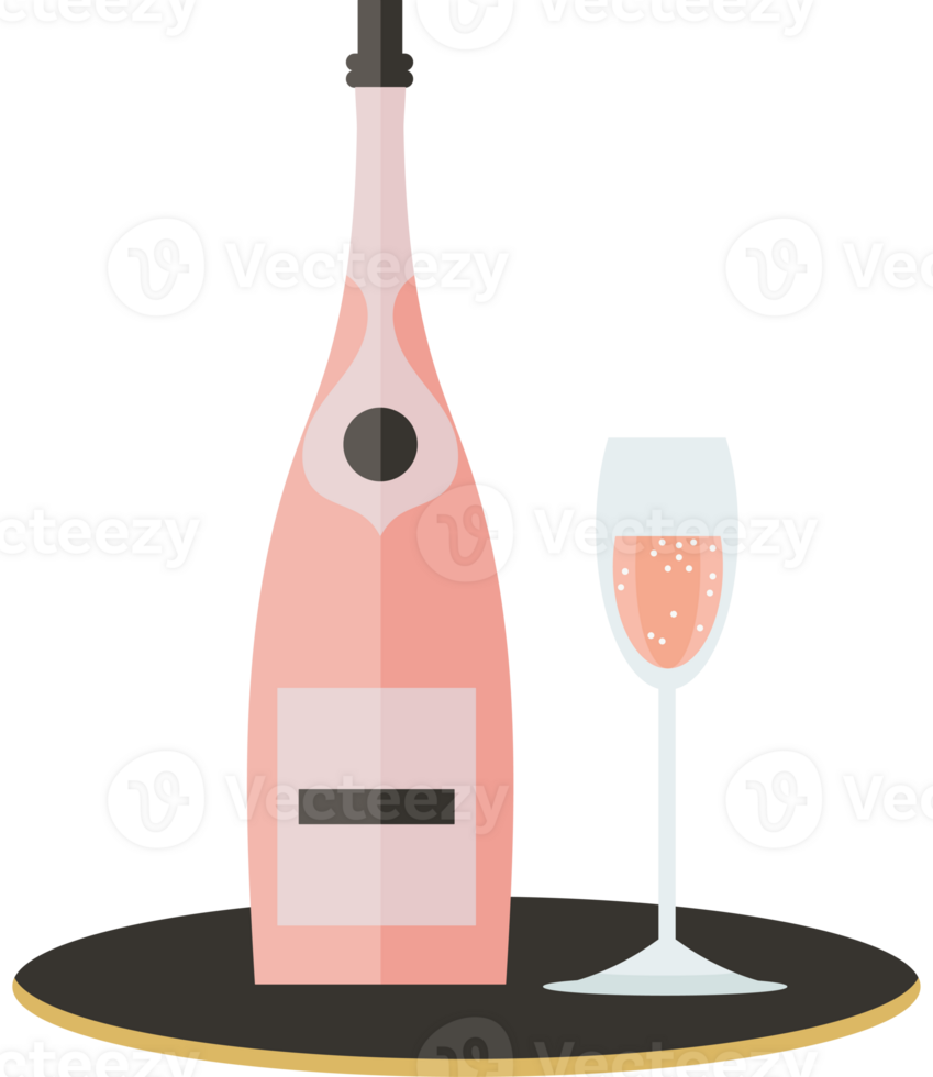 A bottle of champagne and a glass of wine png