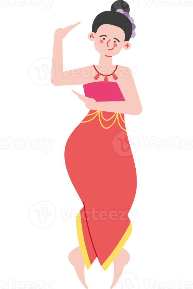 Thai dancer in red dress png
