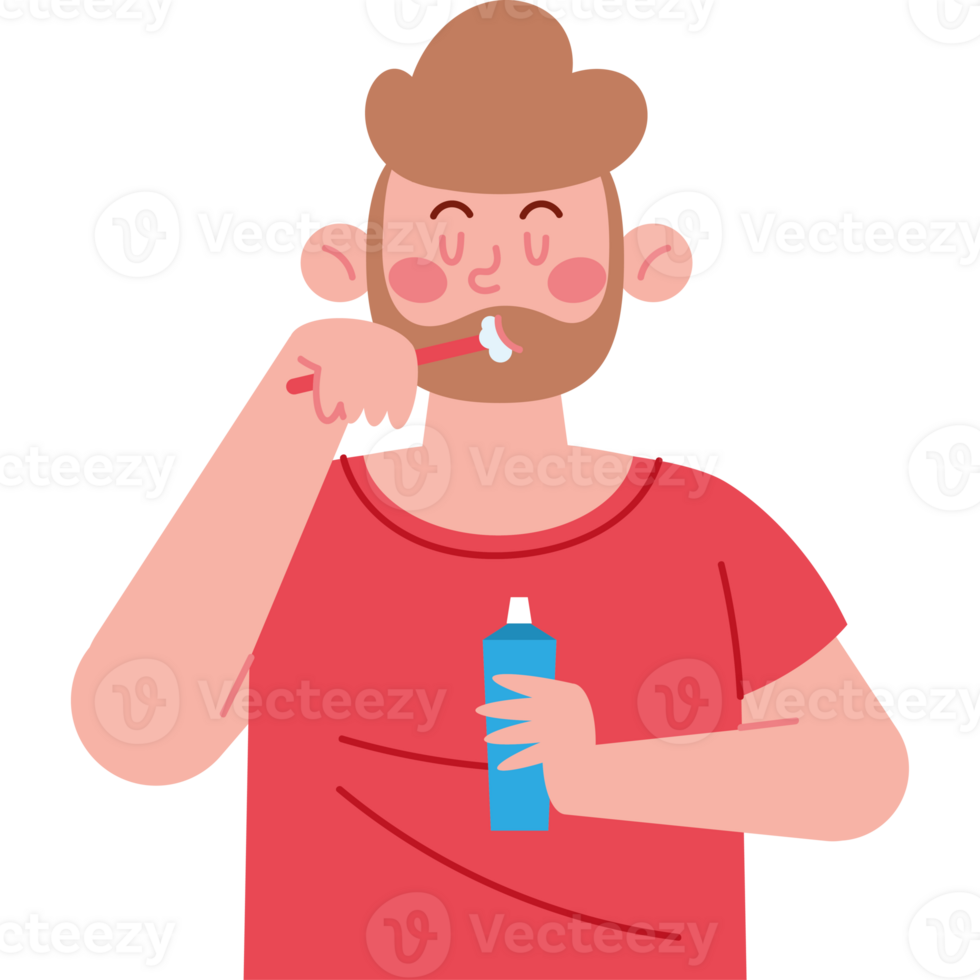 A man brushing his teeth with a toothbrush png