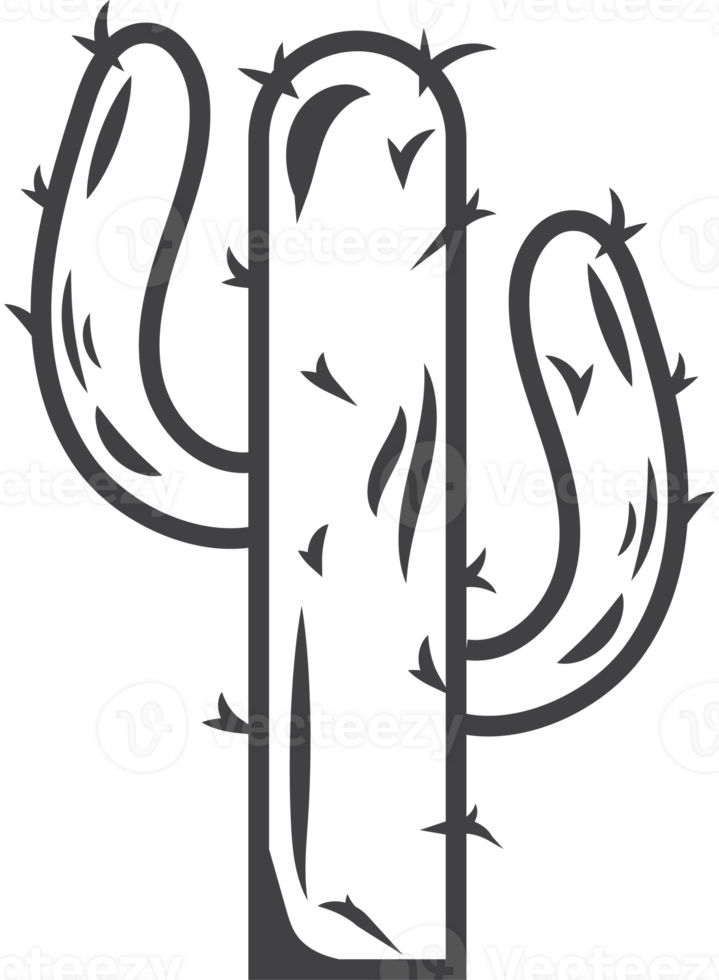 A cactus is shown in black and white png