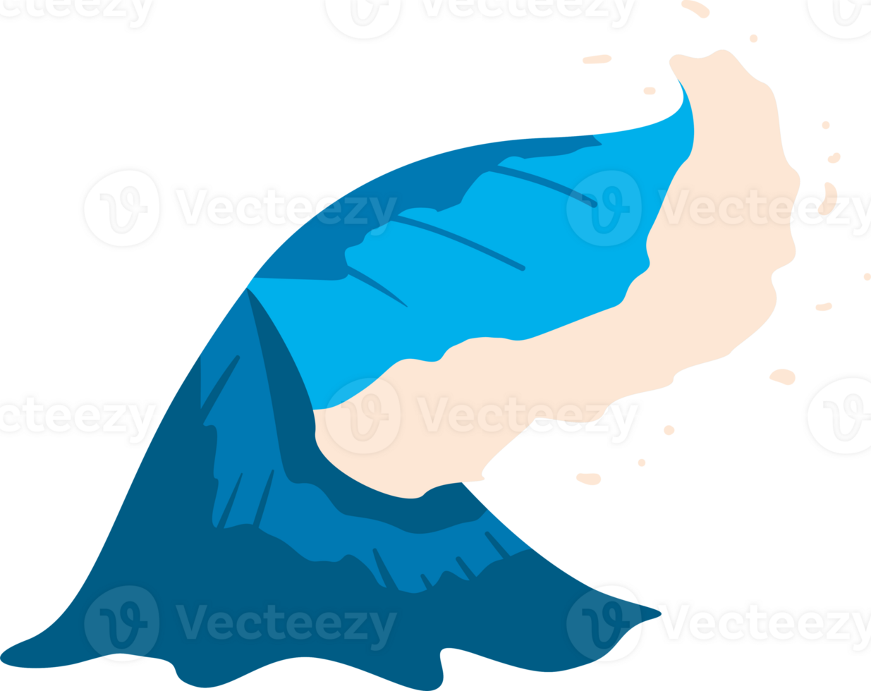 A wave with a blue and white crest png