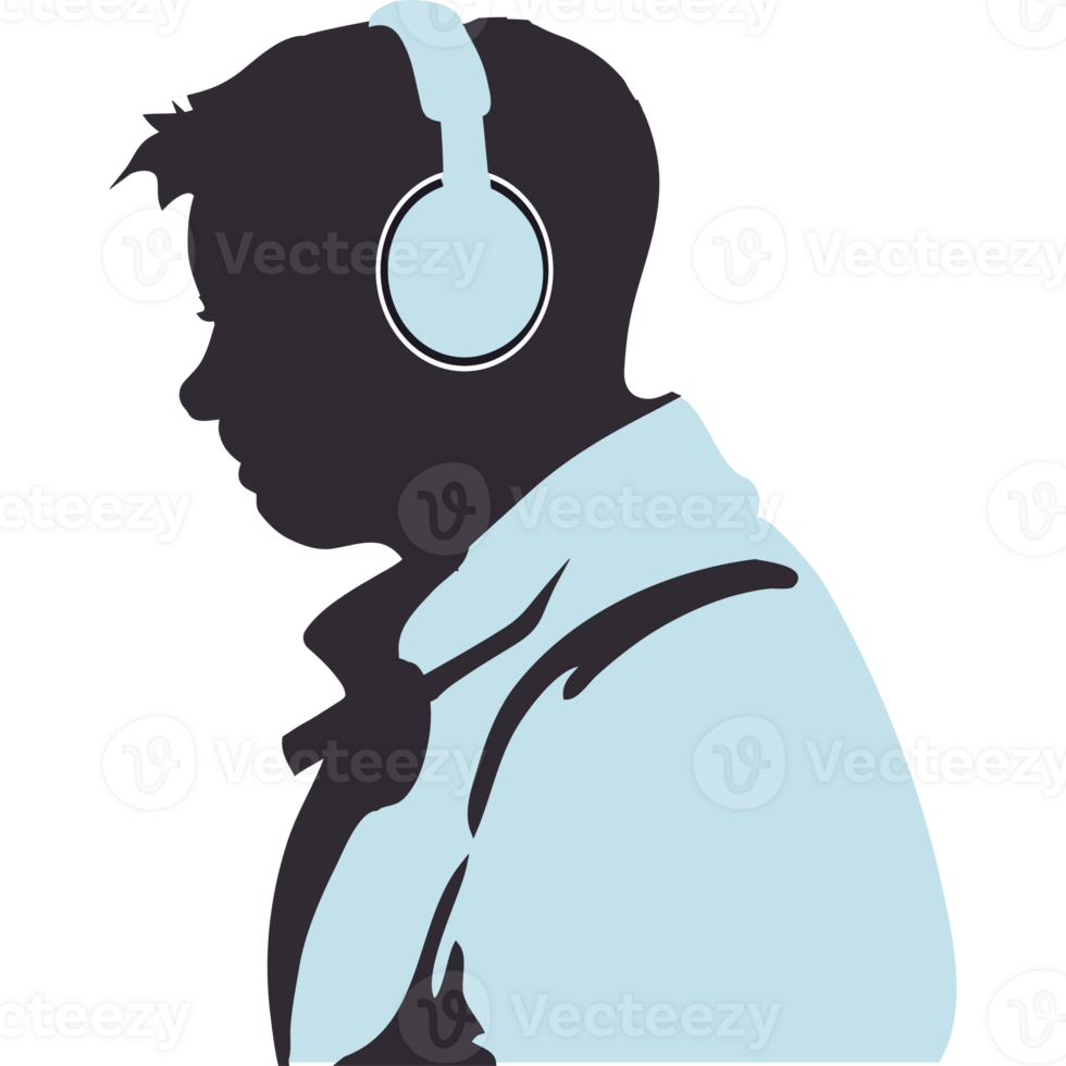 A silhouette of a man with headphones on png