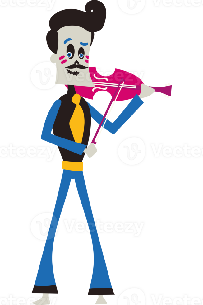 A cartoon man playing the violin png