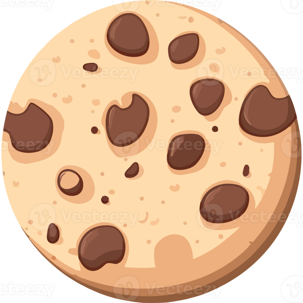 A chocolate chip cookie with chocolate chips png