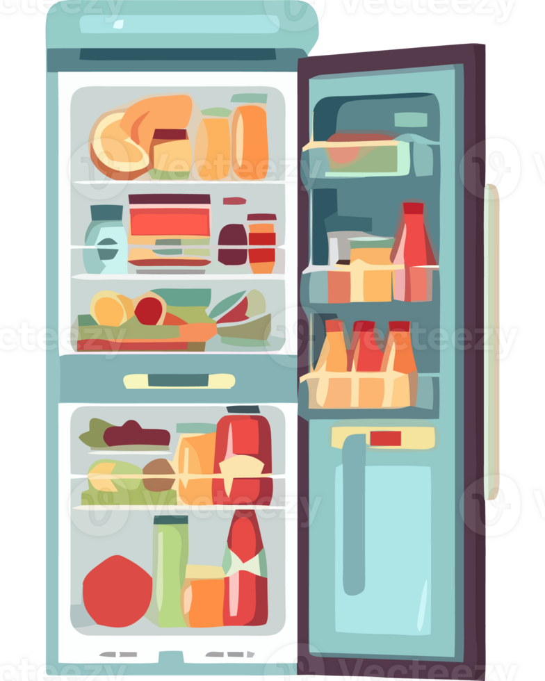 Refrigerator with food inside png