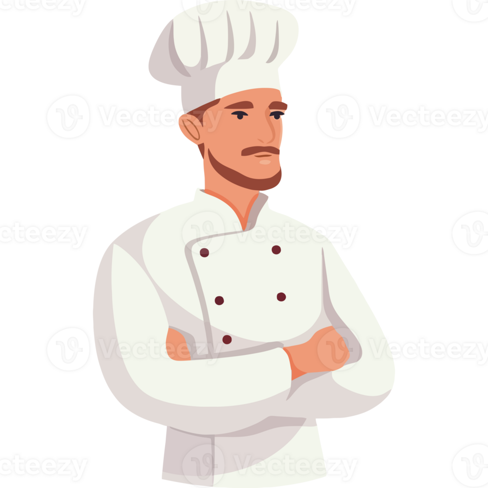 A chef in a white uniform with his arms crossed png