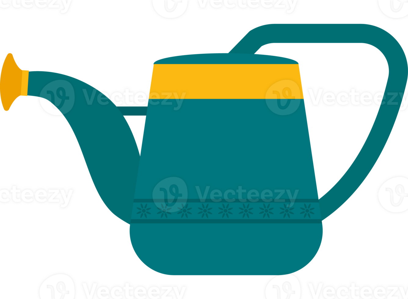 A green watering can with a yellow handle png