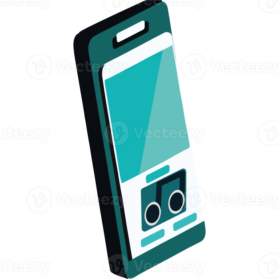 A cell phone with a speaker and a music player png