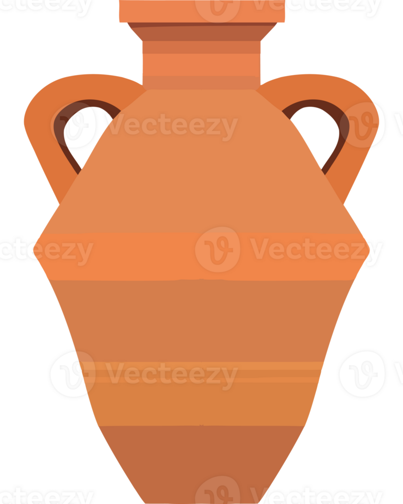 An old clay vase with two handles png