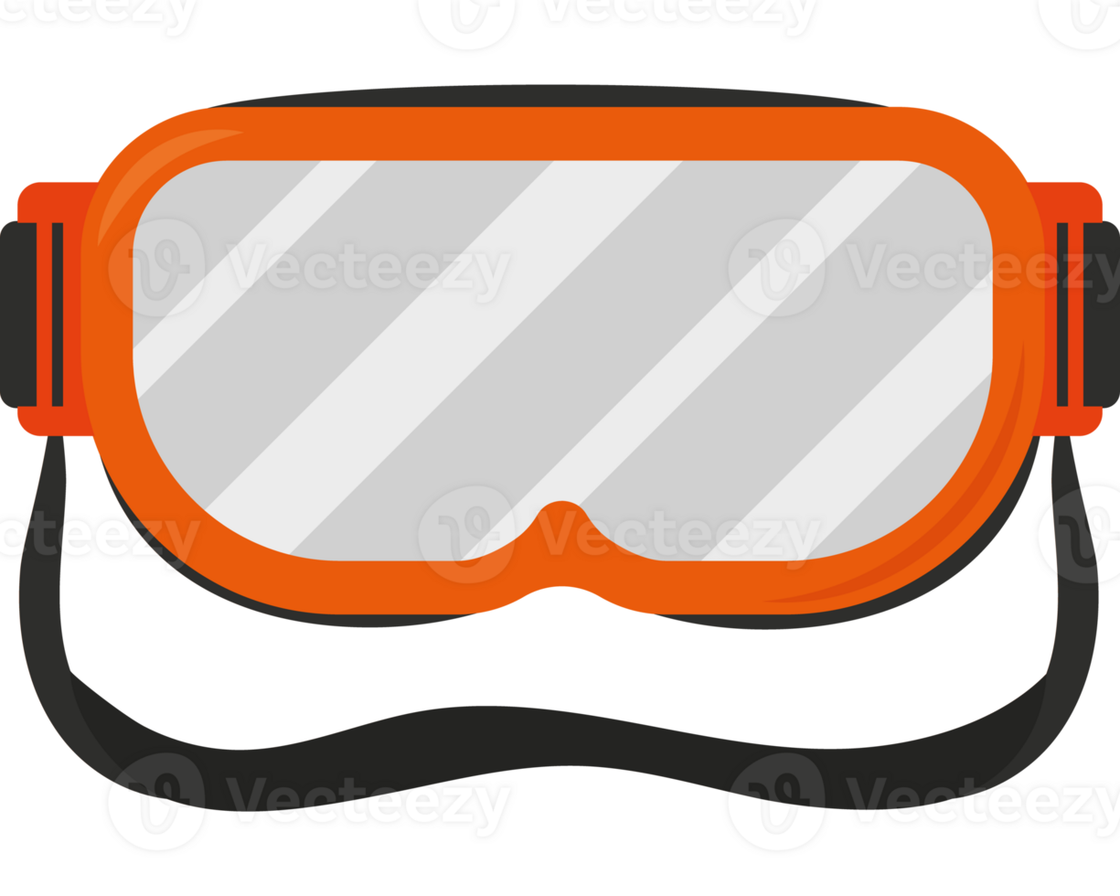 An orange and black ski mask with a black strap png