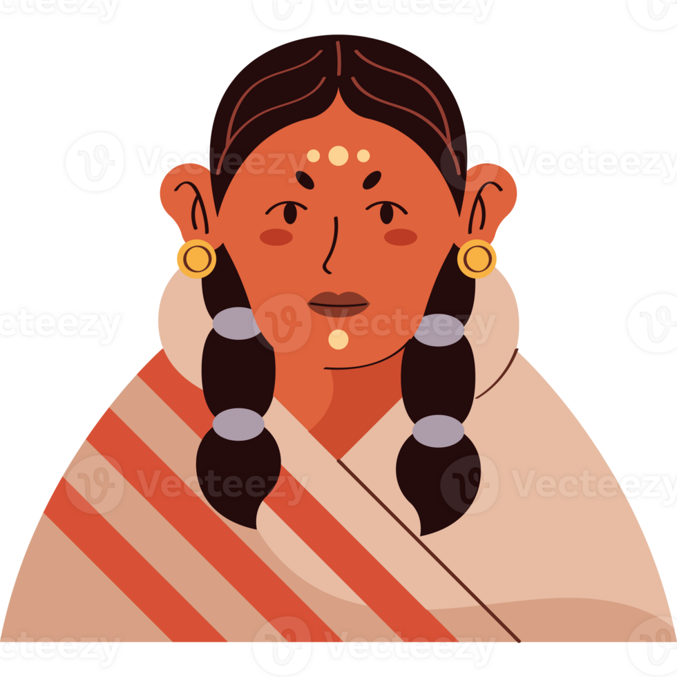 An illustration of a woman with a traditional dress png