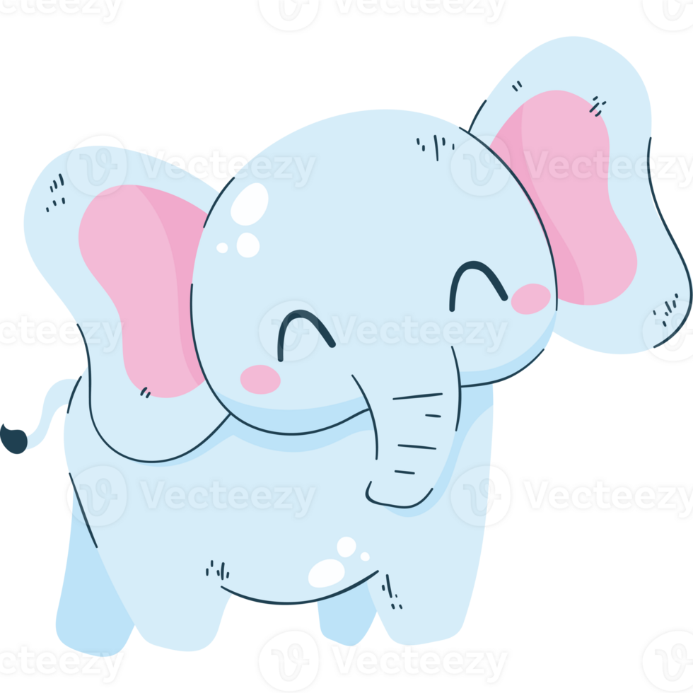 An elephant with pink ears and a smile png