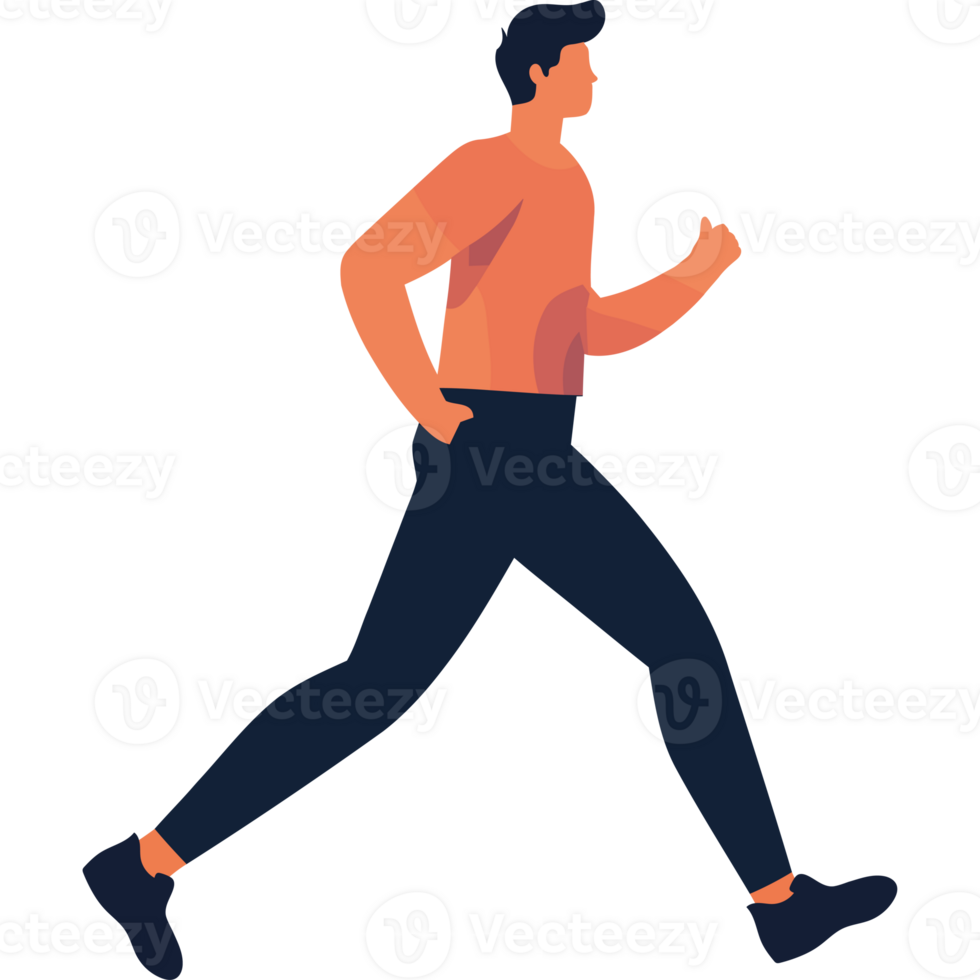 A man is running in a flat style png