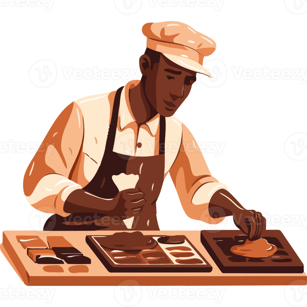 A man in an apron is making a cake png