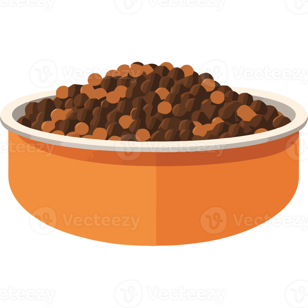 An orange bowl filled with dog food png