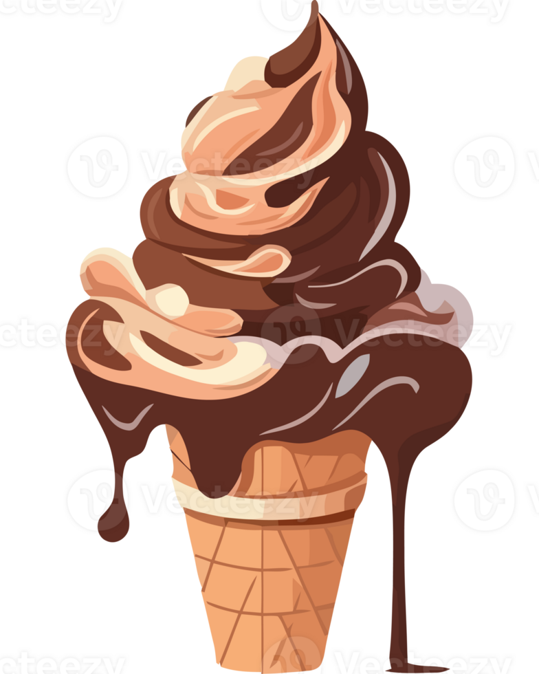 Chocolate ice cream in a waffle cone png