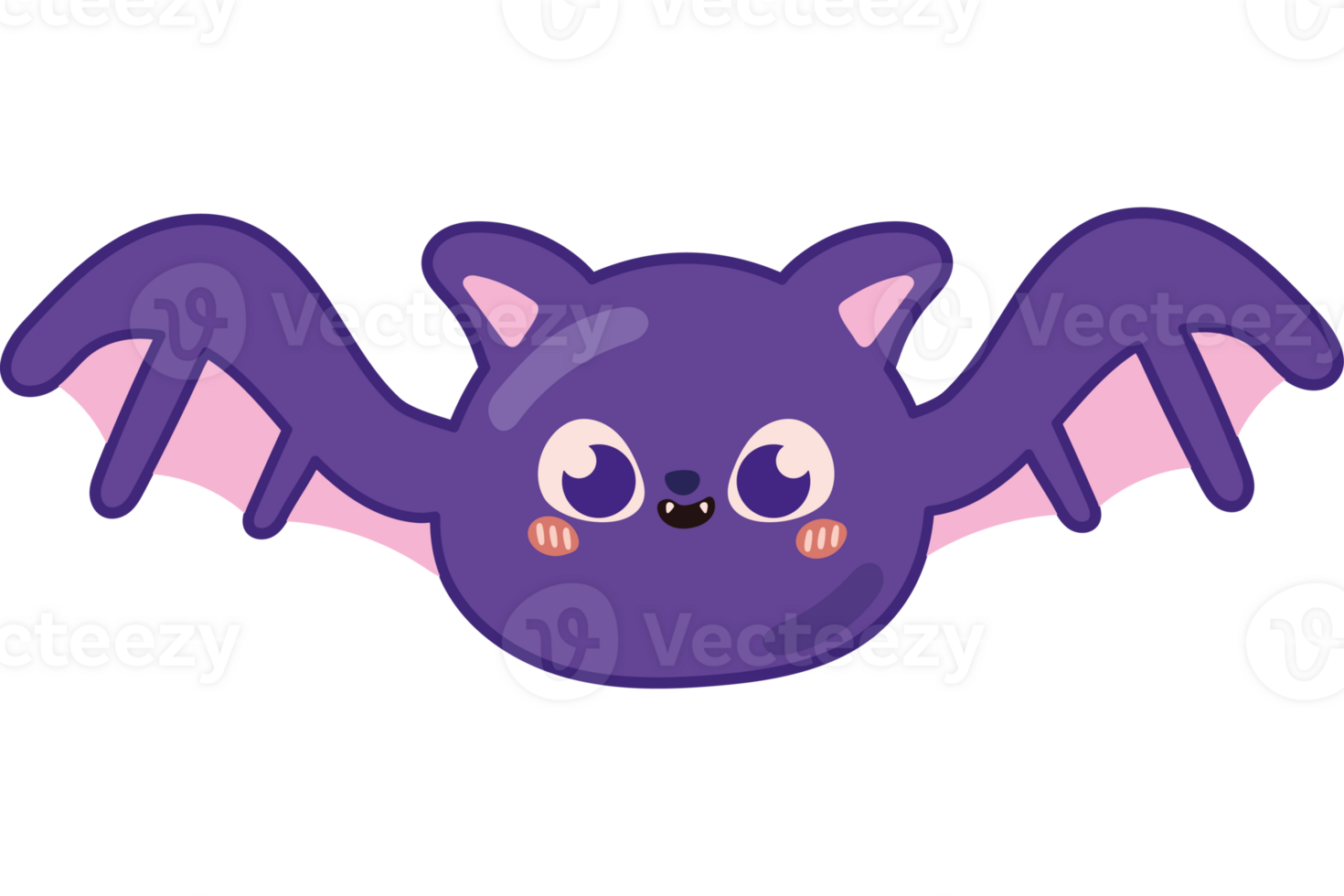 A purple bat with big eyes and a big nose png