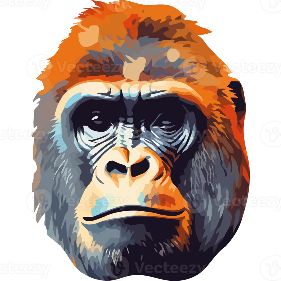 A gorilla head with a blue background png