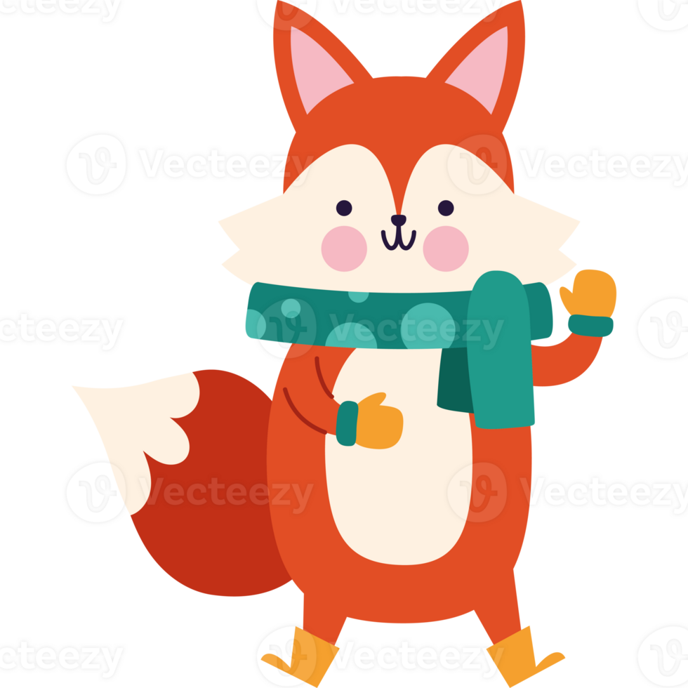 Fox in winter clothes png