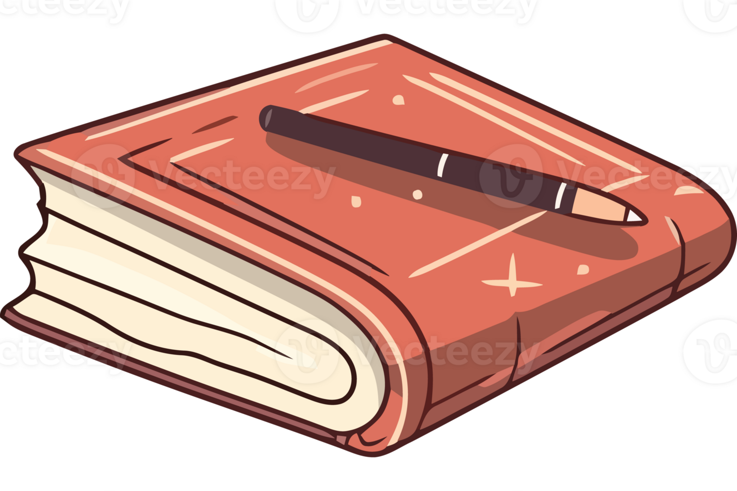 A book with a pencil and a pen png