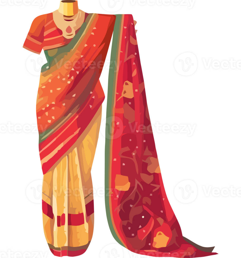 An indian sari with a red and green sari png