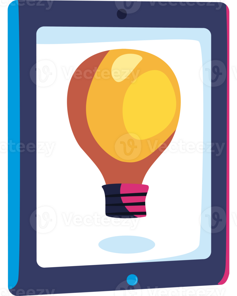 A tablet with a light bulb on it png