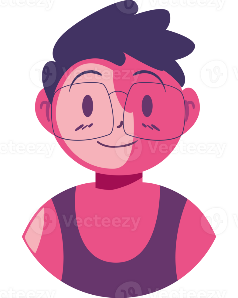 A cartoon avatar of a man wearing glasses png