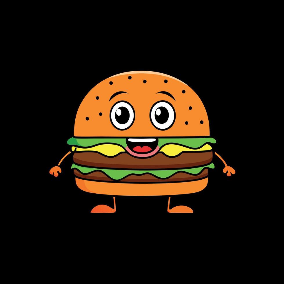 Hamburger on black background vector