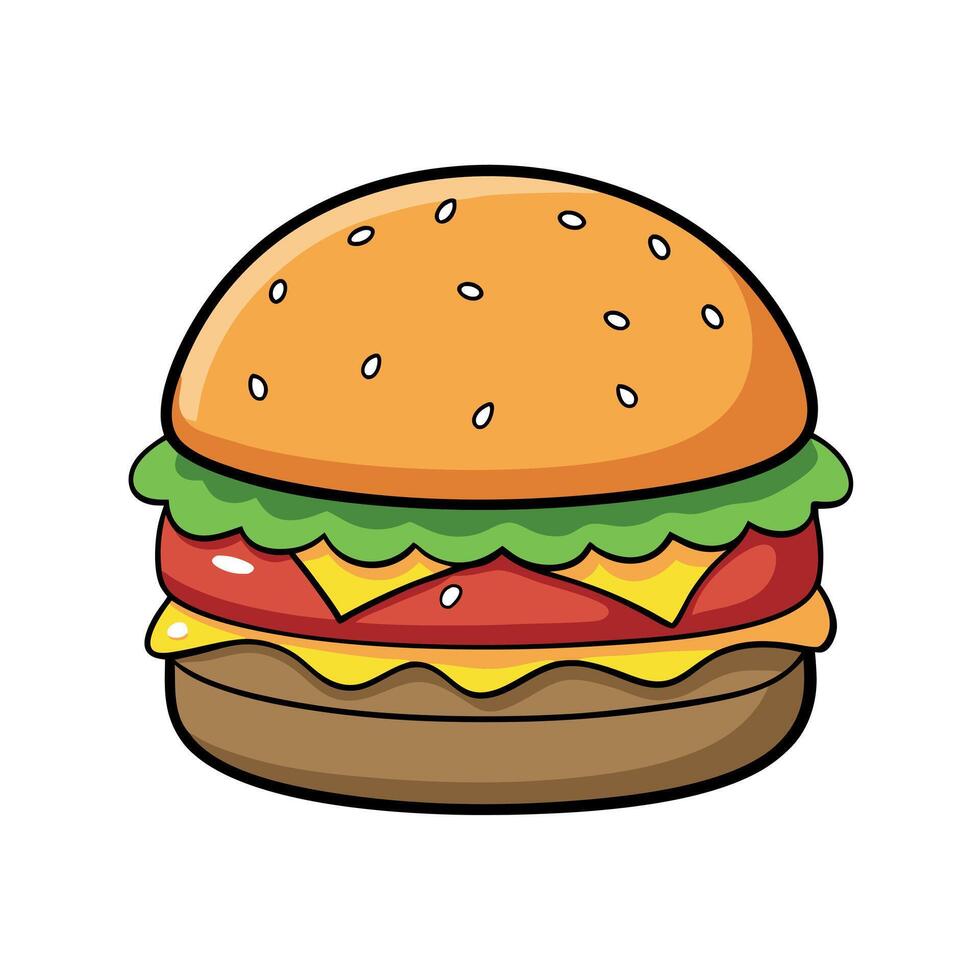 Delicious gourmet cheeseburger with juicy beef patty. fresh toppings. and a soft brioche bun perfect vector